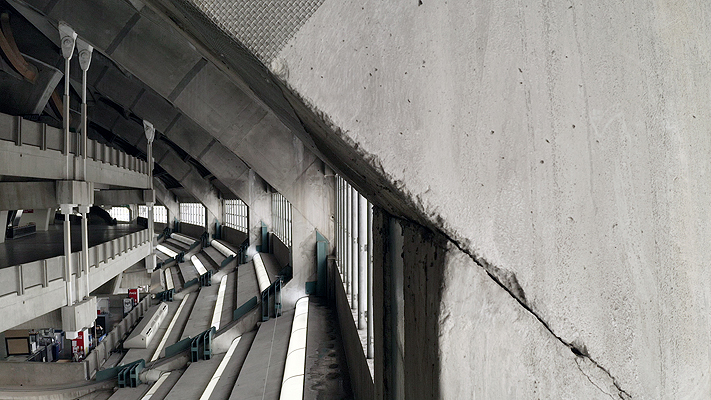 Structure intérieure du stade olympique vue par drone